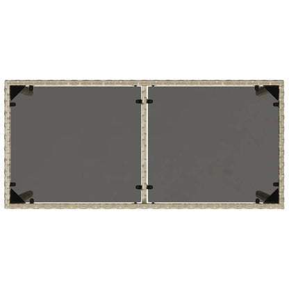vidaXL Gartentisch mit Glasplatte Hellgrau 115x54x74 cm Poly Rattan