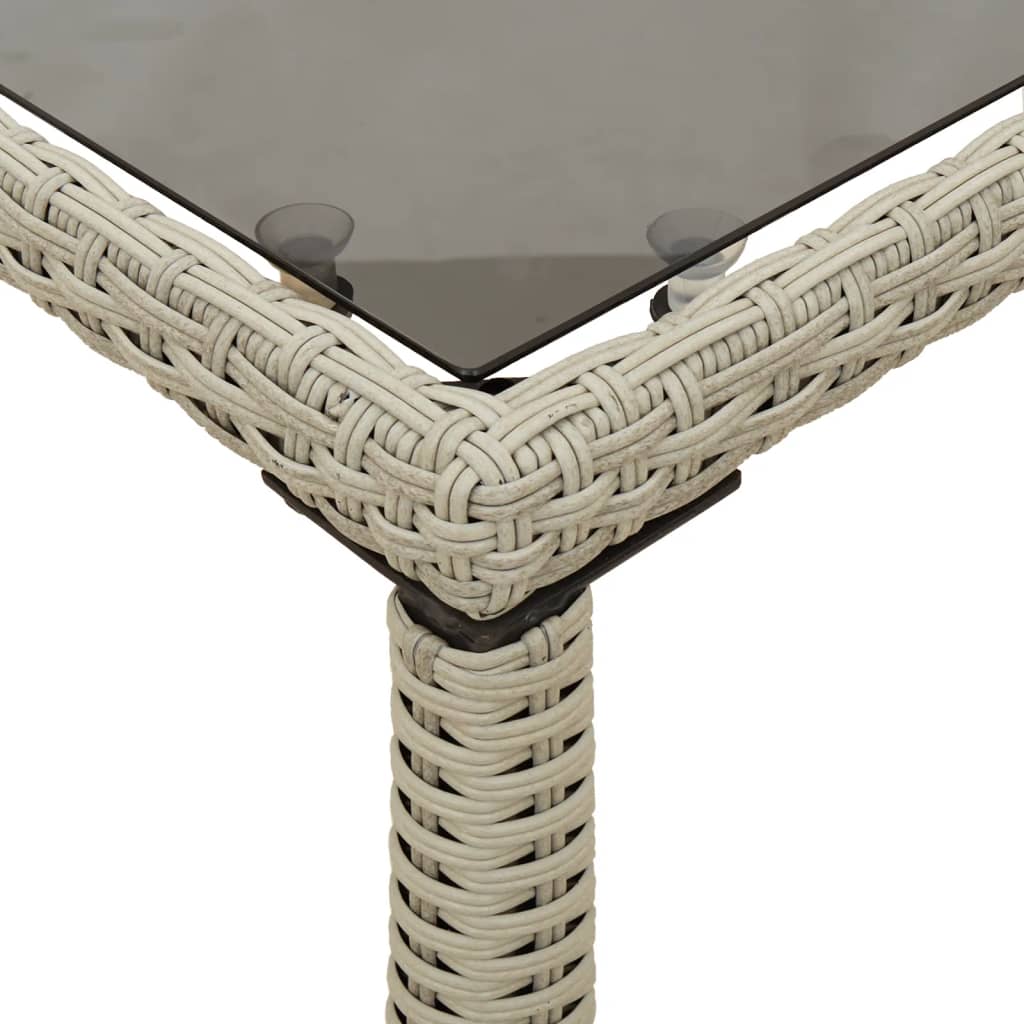 vidaXL Gartentisch mit Glasplatte Hellgrau 115x54x74 cm Poly Rattan