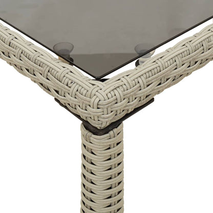 vidaXL Gartentisch mit Glasplatte Hellgrau 115x54x74 cm Poly Rattan