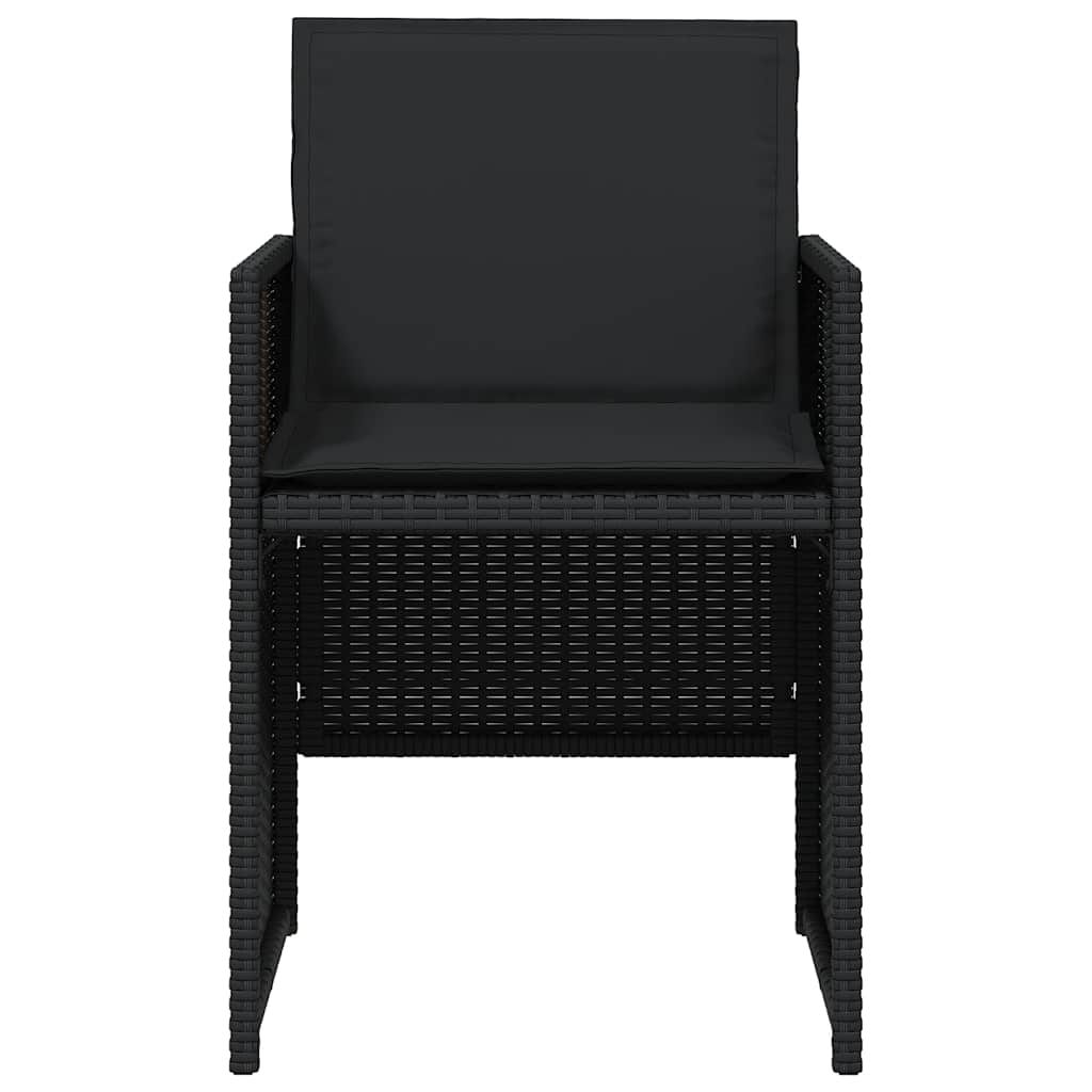vidaXL 5-tlg. Garten-Essgruppe mit Kissen Schwarz Poly Rattan