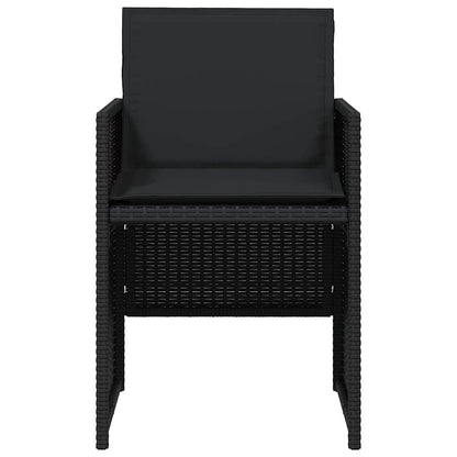 vidaXL 5-tlg. Garten-Essgruppe mit Kissen Schwarz Poly Rattan