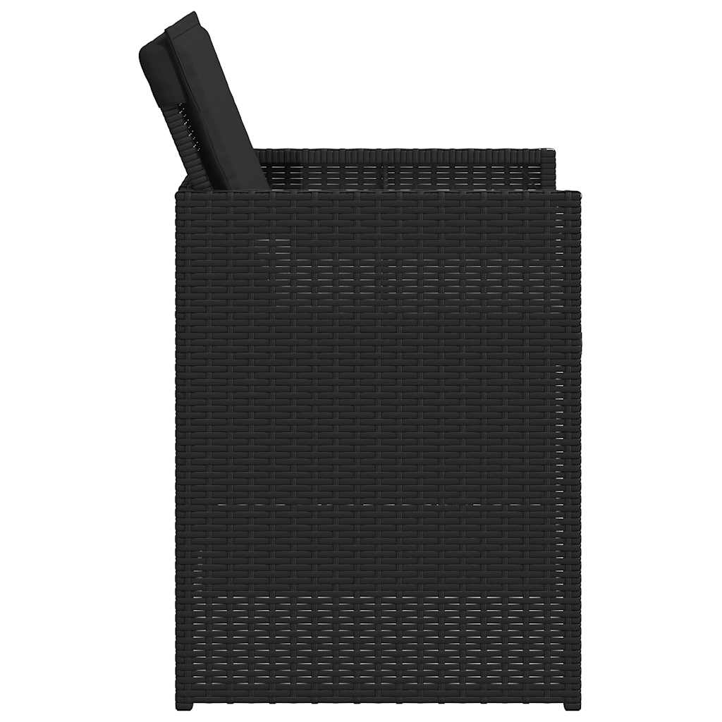 vidaXL 5-tlg. Garten-Essgruppe mit Kissen Schwarz Poly Rattan