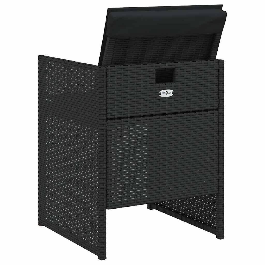 vidaXL 5-tlg. Garten-Essgruppe mit Kissen Schwarz Poly Rattan