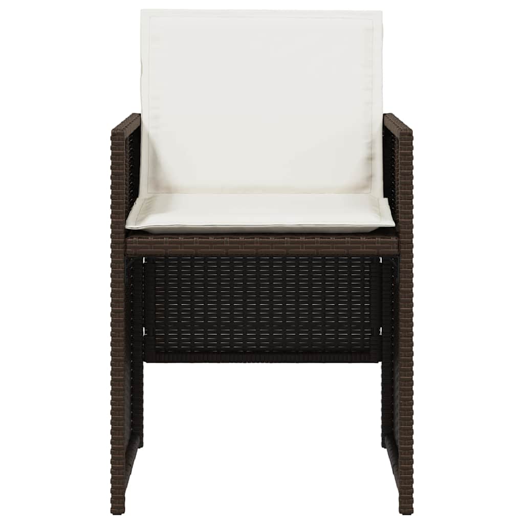 vidaXL 5-tlg. Garten-Essgruppe mit Kissen Braun Poly Rattan