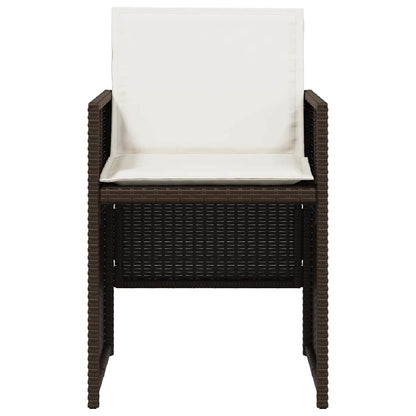 vidaXL 5-tlg. Garten-Essgruppe mit Kissen Braun Poly Rattan