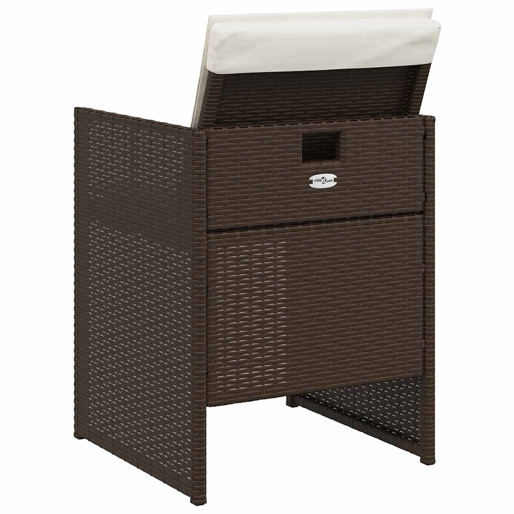 vidaXL 5-tlg. Garten-Essgruppe mit Kissen Braun Poly Rattan