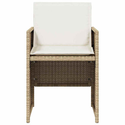 vidaXL 5-tlg. Garten-Essgruppe mit Kissen Beige Poly Rattan