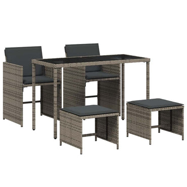 vidaXL Salon de jardin 5 pcs avec coussins Résine tressée Gris