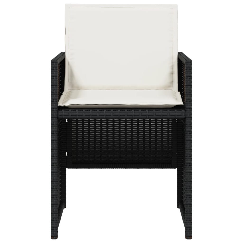 vidaXL 5-tlg. Garten-Essgruppe mit Kissen Schwarz Poly Rattan