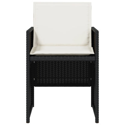 vidaXL 5-tlg. Garten-Essgruppe mit Kissen Schwarz Poly Rattan