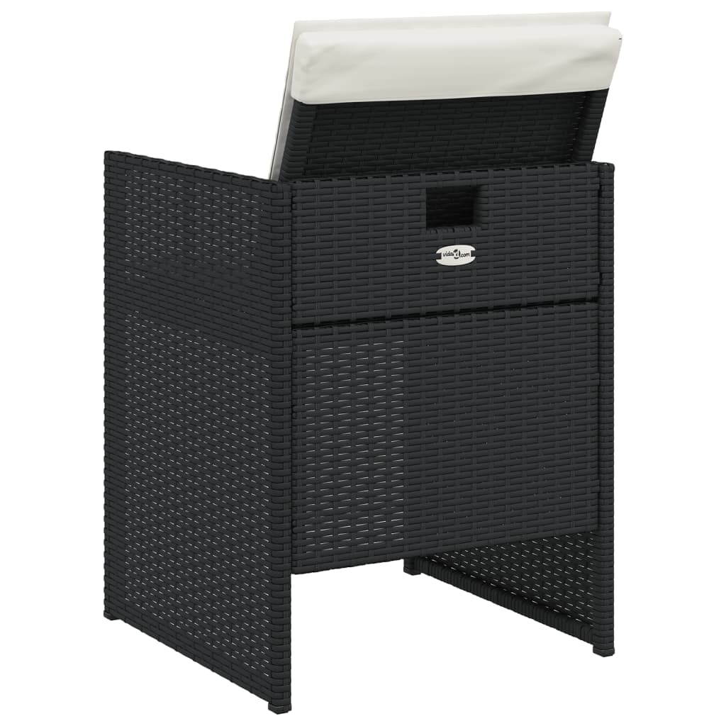 vidaXL 5-tlg. Garten-Essgruppe mit Kissen Schwarz Poly Rattan
