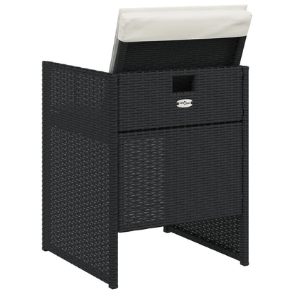 vidaXL 5-tlg. Garten-Essgruppe mit Kissen Schwarz Poly Rattan