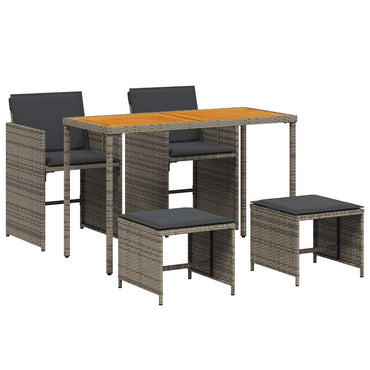 vidaXL Salon de jardin 5 pcs avec coussins Résine tressée Gris