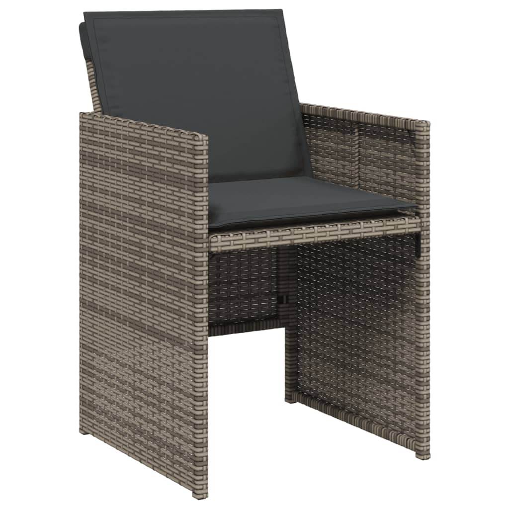 vidaXL Salon de jardin 5 pcs avec coussins Résine tressée Gris