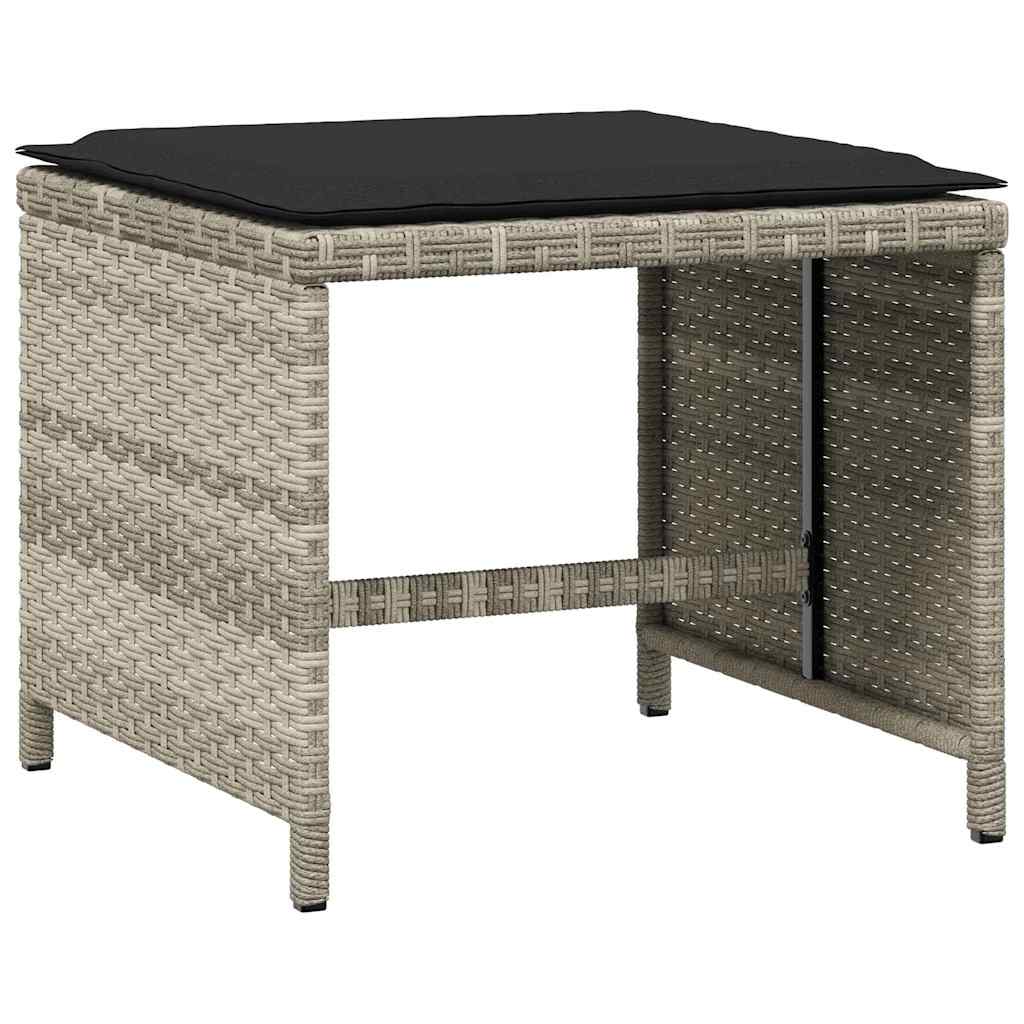 vidaXL 5-tlg. Garten-Essgruppe mit Kissen Hellgrau Poly Rattan