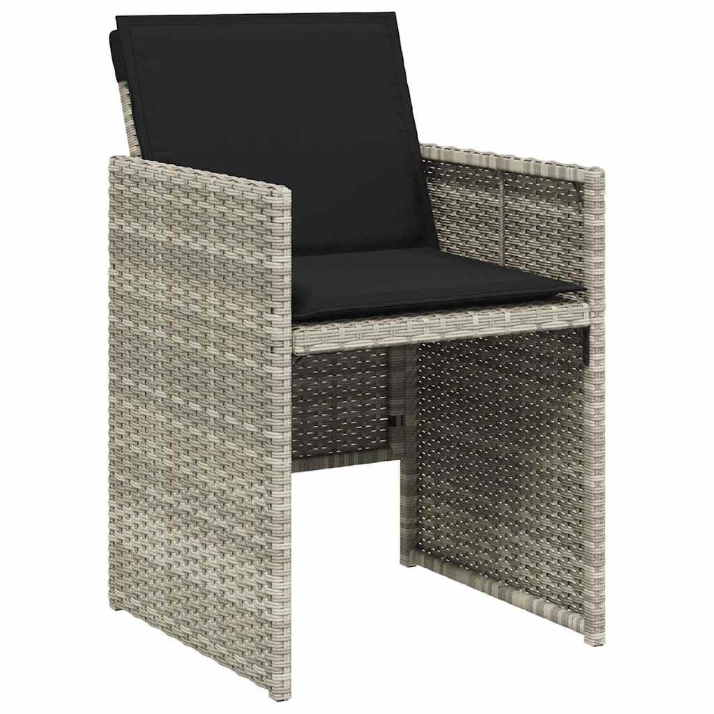 vidaXL 5-tlg. Garten-Essgruppe mit Kissen Hellgrau Poly Rattan