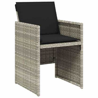 vidaXL 5-tlg. Garten-Essgruppe mit Kissen Hellgrau Poly Rattan