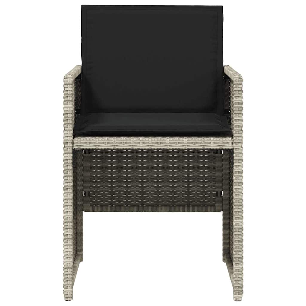 vidaXL 5-tlg. Garten-Essgruppe mit Kissen Hellgrau Poly Rattan