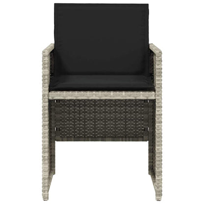 vidaXL 5-tlg. Garten-Essgruppe mit Kissen Hellgrau Poly Rattan