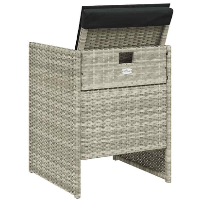 vidaXL 5-tlg. Garten-Essgruppe mit Kissen Hellgrau Poly Rattan