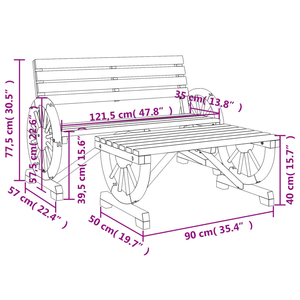 vidaXL 2-tlg. Garten-Lounge-Set Massivholz Tanne