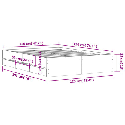vidaXL Bettgestell mit Schubladen Weiß 120x190 cm Holzwerkstoff