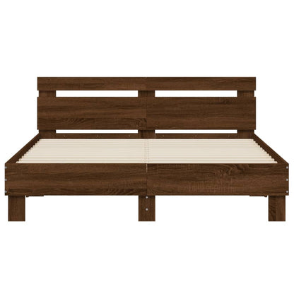 vidaXL Bettgestell mit Kopfteil Braun Eichen-Optik 140x190 cm