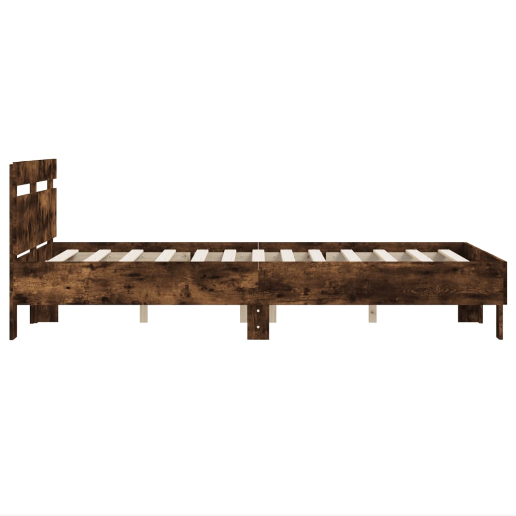 vidaXL Bettgestell mit Kopfteil Räuchereiche 135x190 cm Holzwerkstoff