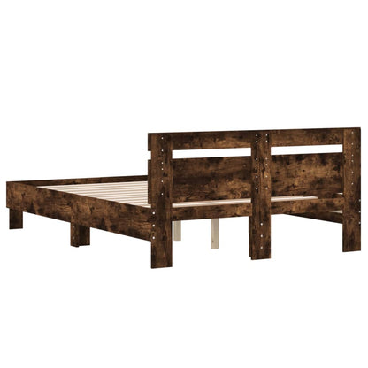 vidaXL Bettgestell mit Kopfteil Räuchereiche 135x190 cm Holzwerkstoff