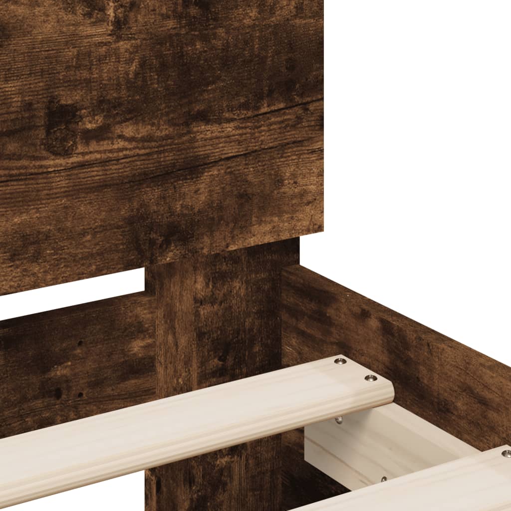 vidaXL Bettgestell mit Kopfteil Räuchereiche 135x190 cm Holzwerkstoff