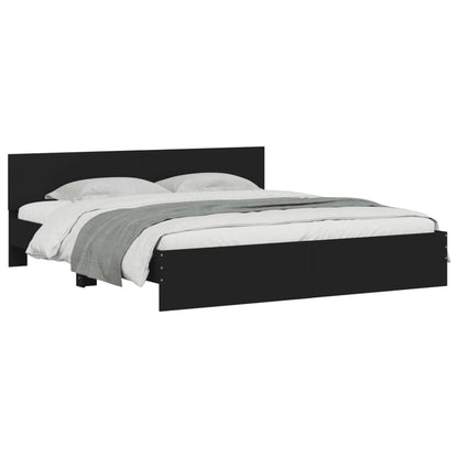 vidaXL Bettgestell mit Kopfteil und LED-Beleuchtung Schwarz 200x200 cm