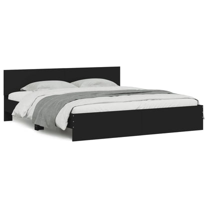 vidaXL Bettgestell mit Kopfteil und LED-Beleuchtung Schwarz 200x200 cm