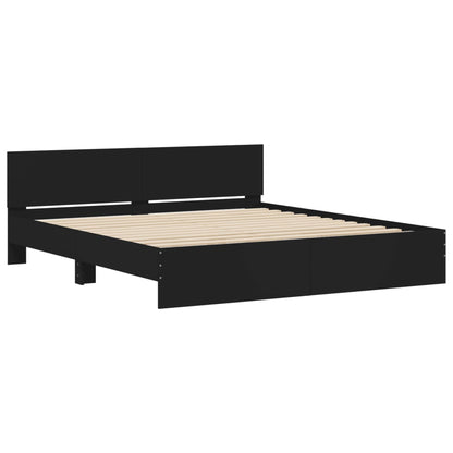 vidaXL Bettgestell mit Kopfteil und LED-Beleuchtung Schwarz 200x200 cm