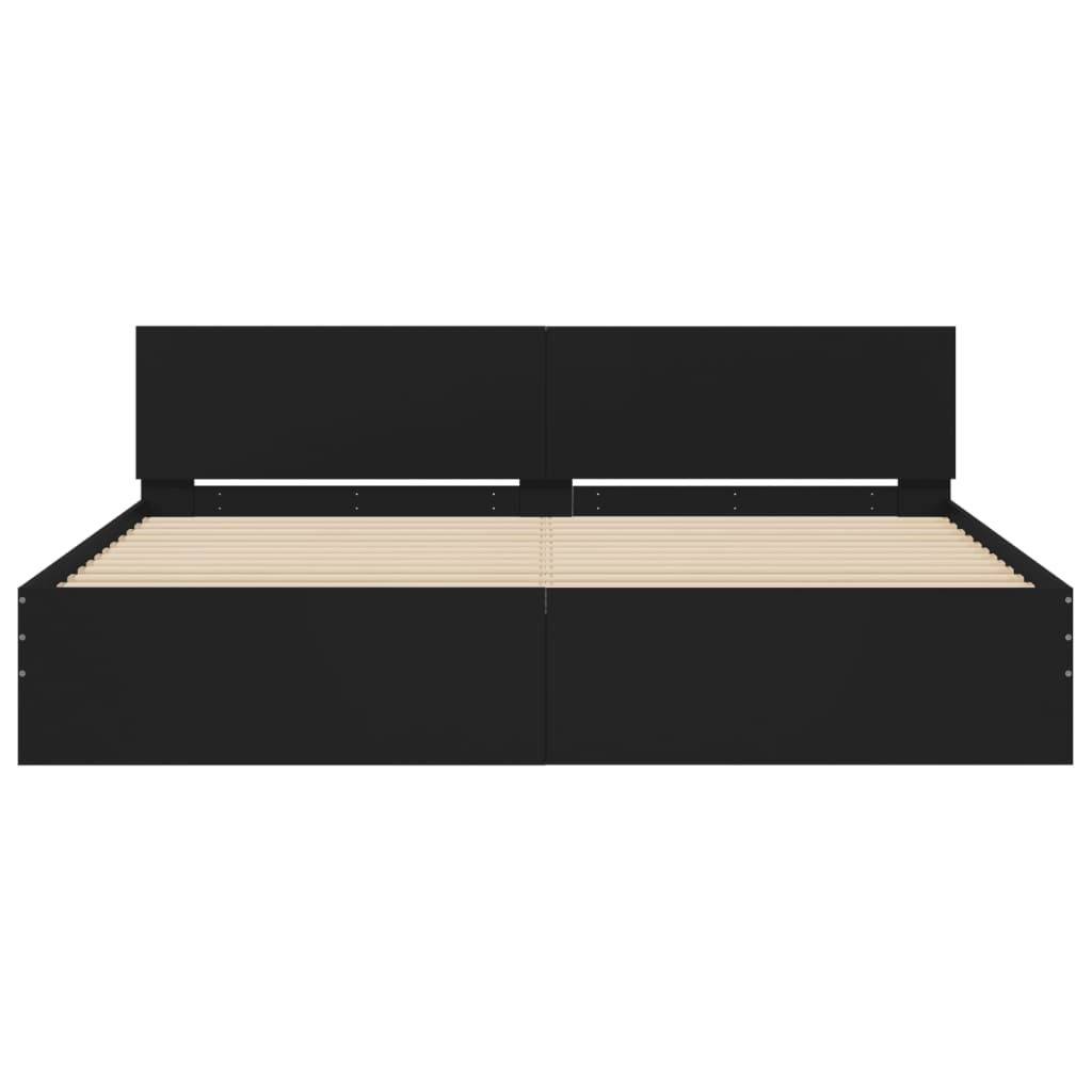 vidaXL Bettgestell mit Kopfteil und LED-Beleuchtung Schwarz 200x200 cm