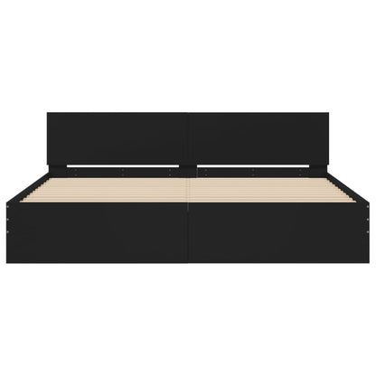 vidaXL Bettgestell mit Kopfteil und LED-Beleuchtung Schwarz 200x200 cm