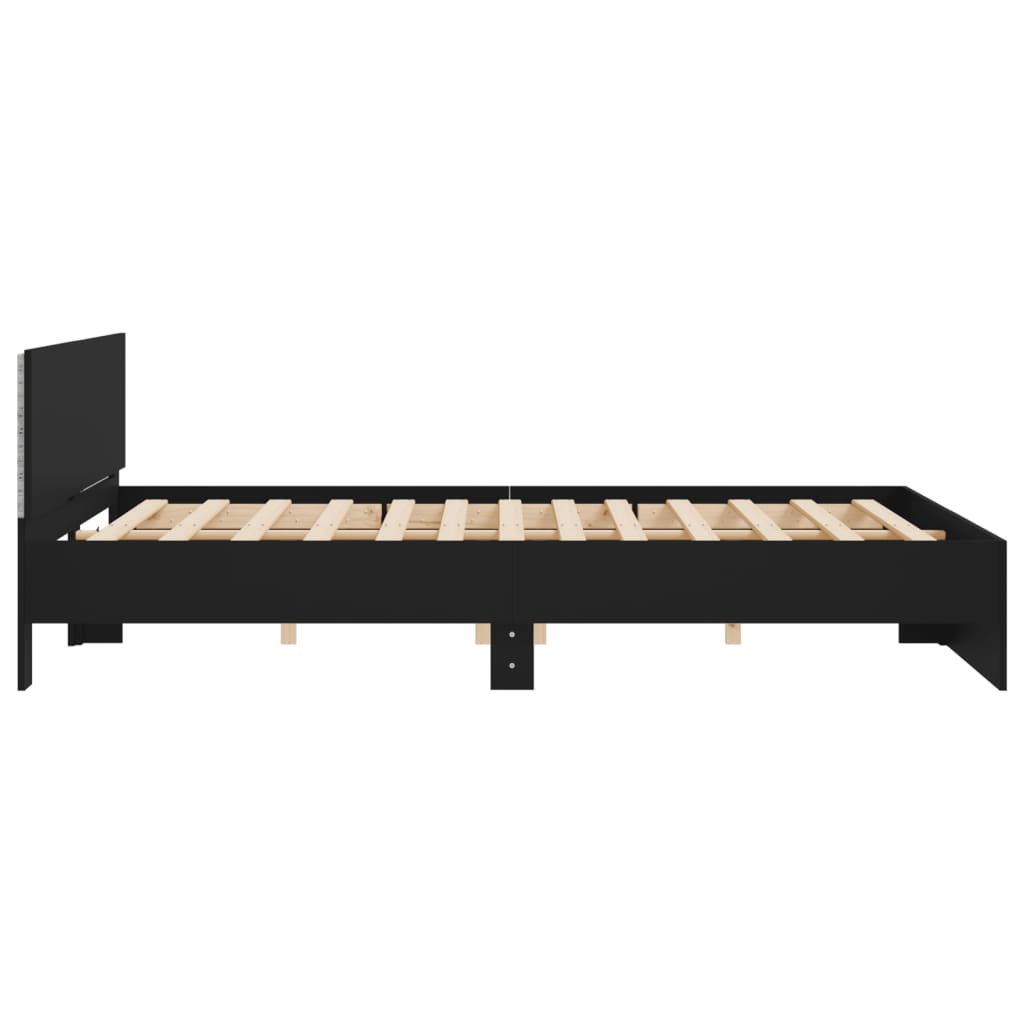 vidaXL Bettgestell mit Kopfteil und LED-Beleuchtung Schwarz 200x200 cm