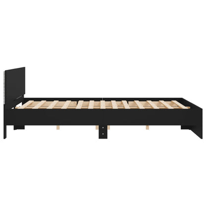 vidaXL Bettgestell mit Kopfteil und LED-Beleuchtung Schwarz 200x200 cm