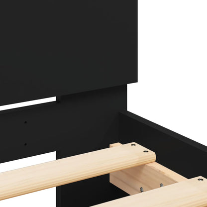 vidaXL Bettgestell mit Kopfteil und LED-Beleuchtung Schwarz 200x200 cm