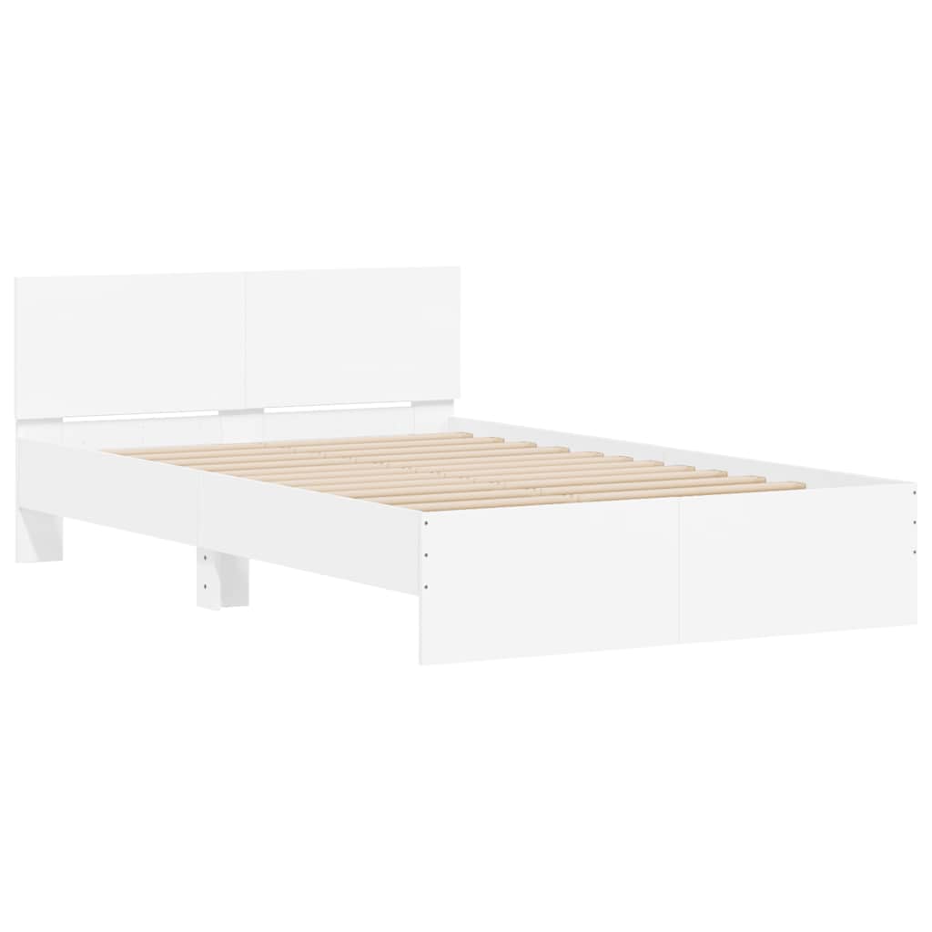 vidaXL Bettgestell mit Kopfteil LED-Beleuchtung Weiß 140x190 cm