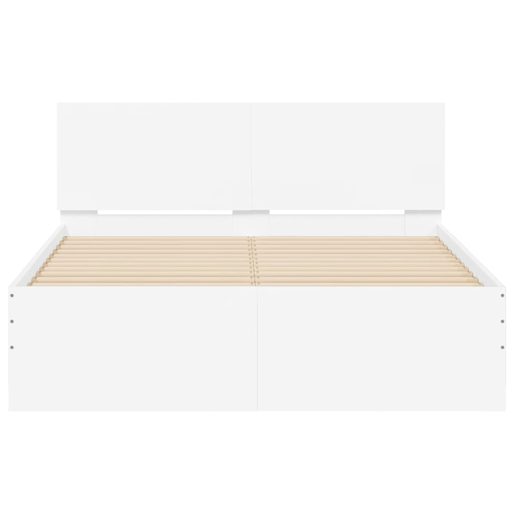 vidaXL Bettgestell mit Kopfteil LED-Beleuchtung Weiß 140x190 cm
