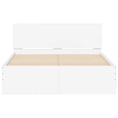 vidaXL Bettgestell mit Kopfteil LED-Beleuchtung Weiß 140x190 cm