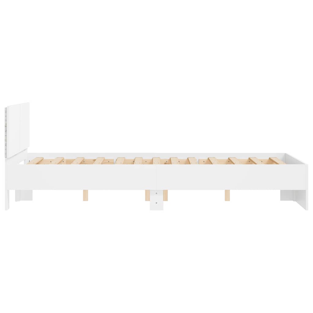 vidaXL Bettgestell mit Kopfteil LED-Beleuchtung Weiß 140x190 cm