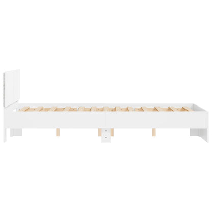 vidaXL Bettgestell mit Kopfteil LED-Beleuchtung Weiß 140x190 cm