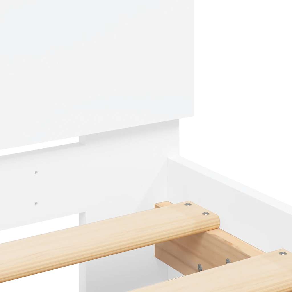 vidaXL Bettgestell mit Kopfteil LED-Beleuchtung Weiß 140x190 cm