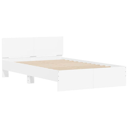 vidaXL Bettgestell mit Kopfteil LED-Beleuchtung Weiß 120x190 cm