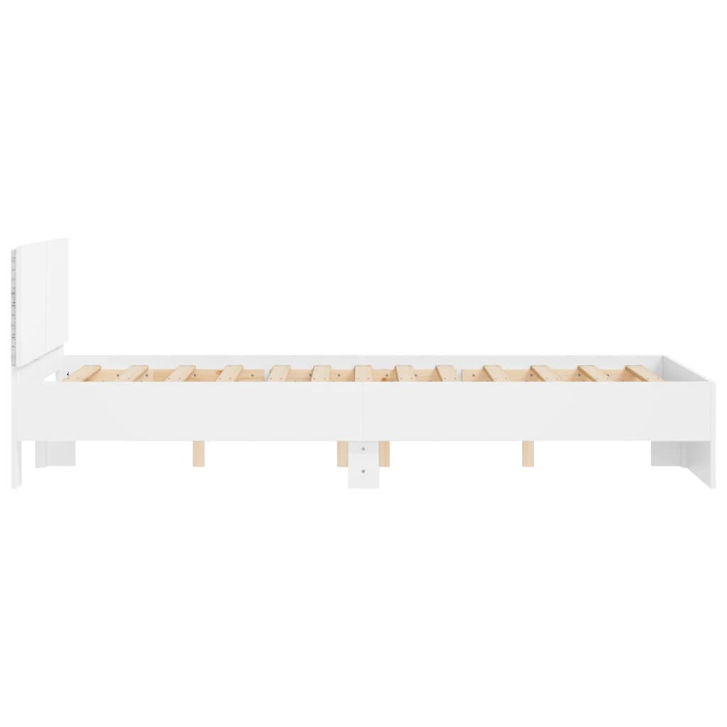 vidaXL Bettgestell mit Kopfteil LED-Beleuchtung Weiß 120x190 cm