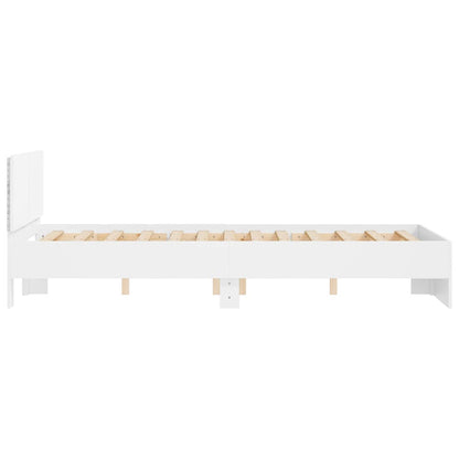 vidaXL Bettgestell mit Kopfteil LED-Beleuchtung Weiß 120x190 cm