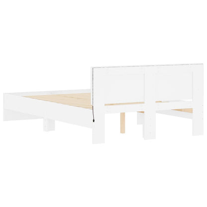 vidaXL Bettgestell mit Kopfteil LED-Beleuchtung Weiß 120x190 cm