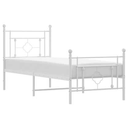 vidaXL Bettgestell mit Kopf- und Fußteil Metall Weiß 80x200 cm