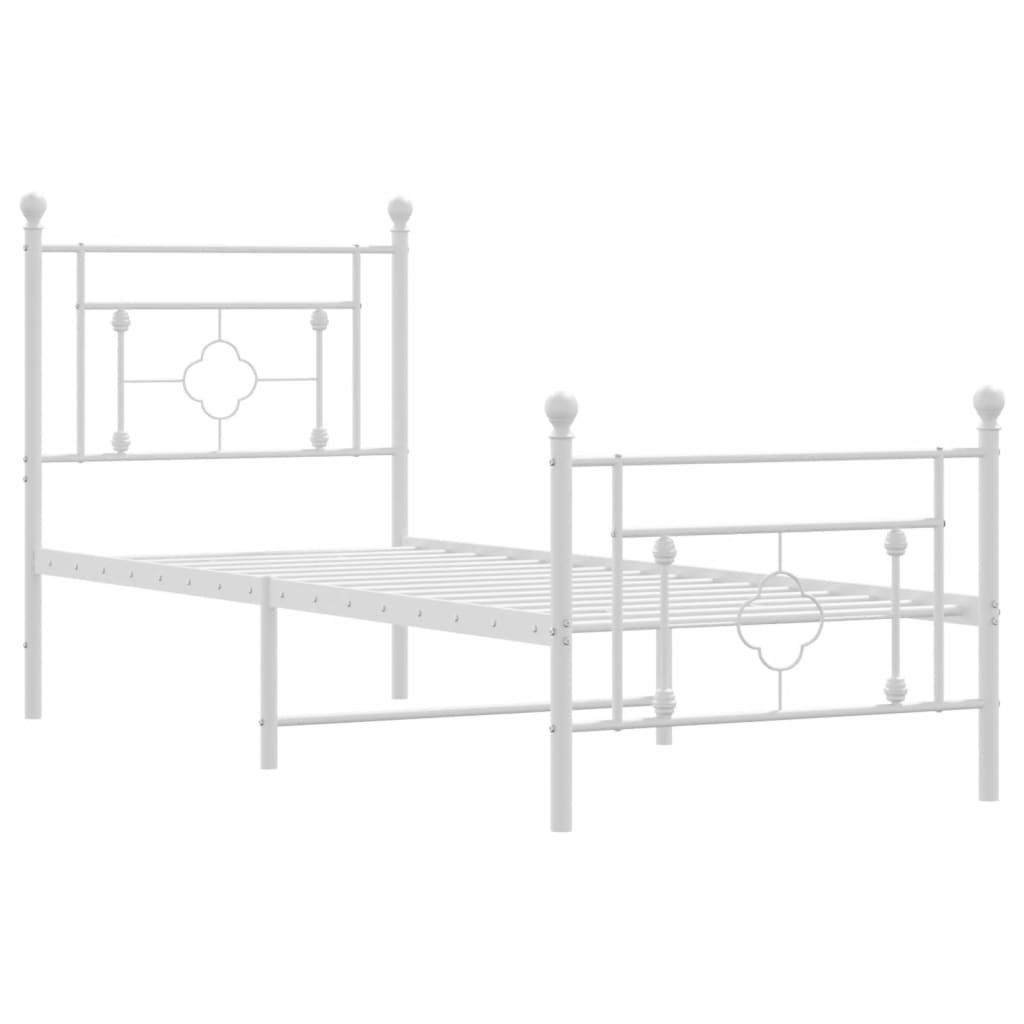 vidaXL Bettgestell mit Kopf- und Fußteil Metall Weiß 80x200 cm